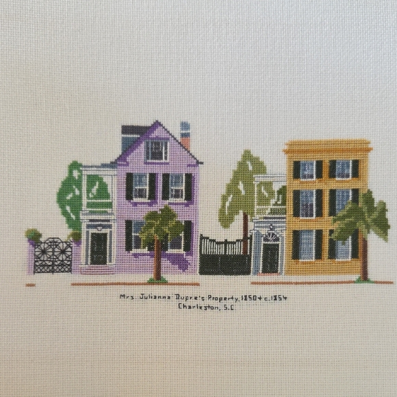 Hand Crafted Other - Hand Crafted Purple and Gold Charleston Row House Needlework